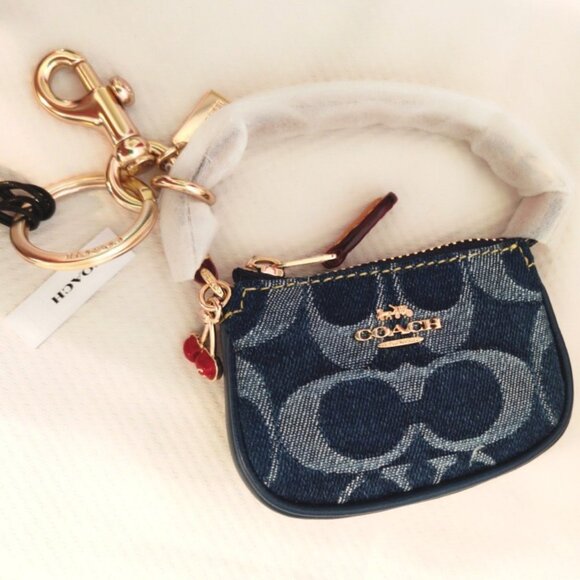 Coach Signature Denim & Leather Mini Nolita Bag Charm Key Chain, NWT - Picture 4 of 8